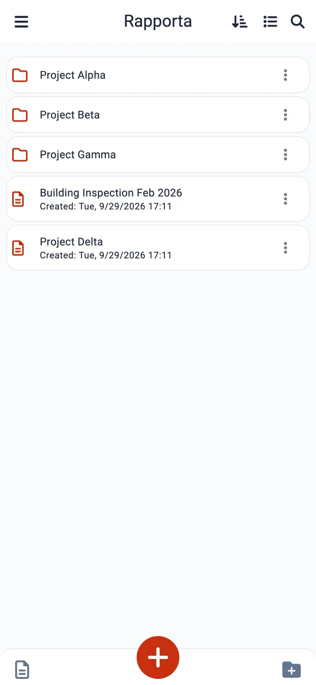Rapporta screenshot